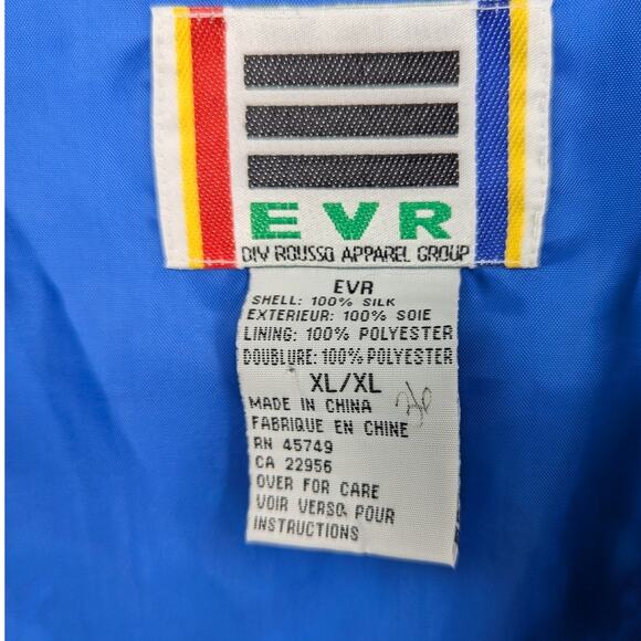 EVR 100% Silk Jacket XL Blue Abstract Pattern Windbreaker Style 90s 80s Retro - Picture 4 of 4